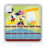 Mickey Mouse New Year's calendar 3" Square Sticker