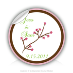 Round Stickers Wedding Day wintersweet 3" In Diameter Round Sticker