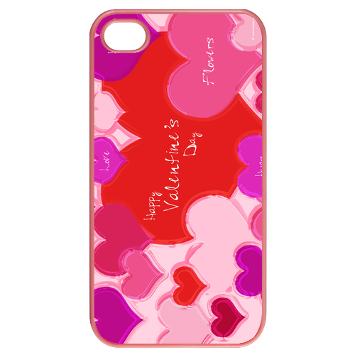 Iphone 4,4s Cases Valentine colorful hearts Cases for Iphone 4,4s(Pink)