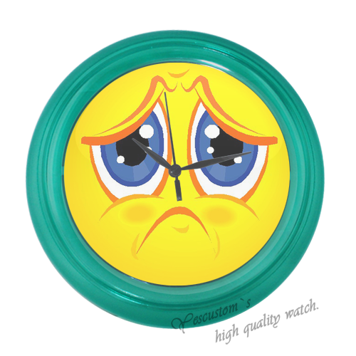 Sad Face Clock Happy Family Blue Elegant Wall Clock