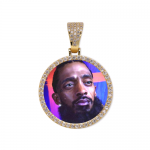 Round Gold Photo Pendant with Rope Chain