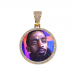 Round Gold Photo Pendant with Rope Chain