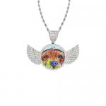 Wings Silver Photo Pendant with Rope Chain