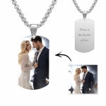 Engraved Stainless Steel Photo Dog Tag Necklace